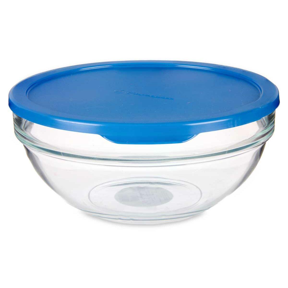 Fiambrera Redonda con Tapa Pasabahce Chefs Azul 1,135 L 17,2 x 7,6 x 17,2 cm (4 Unidades)