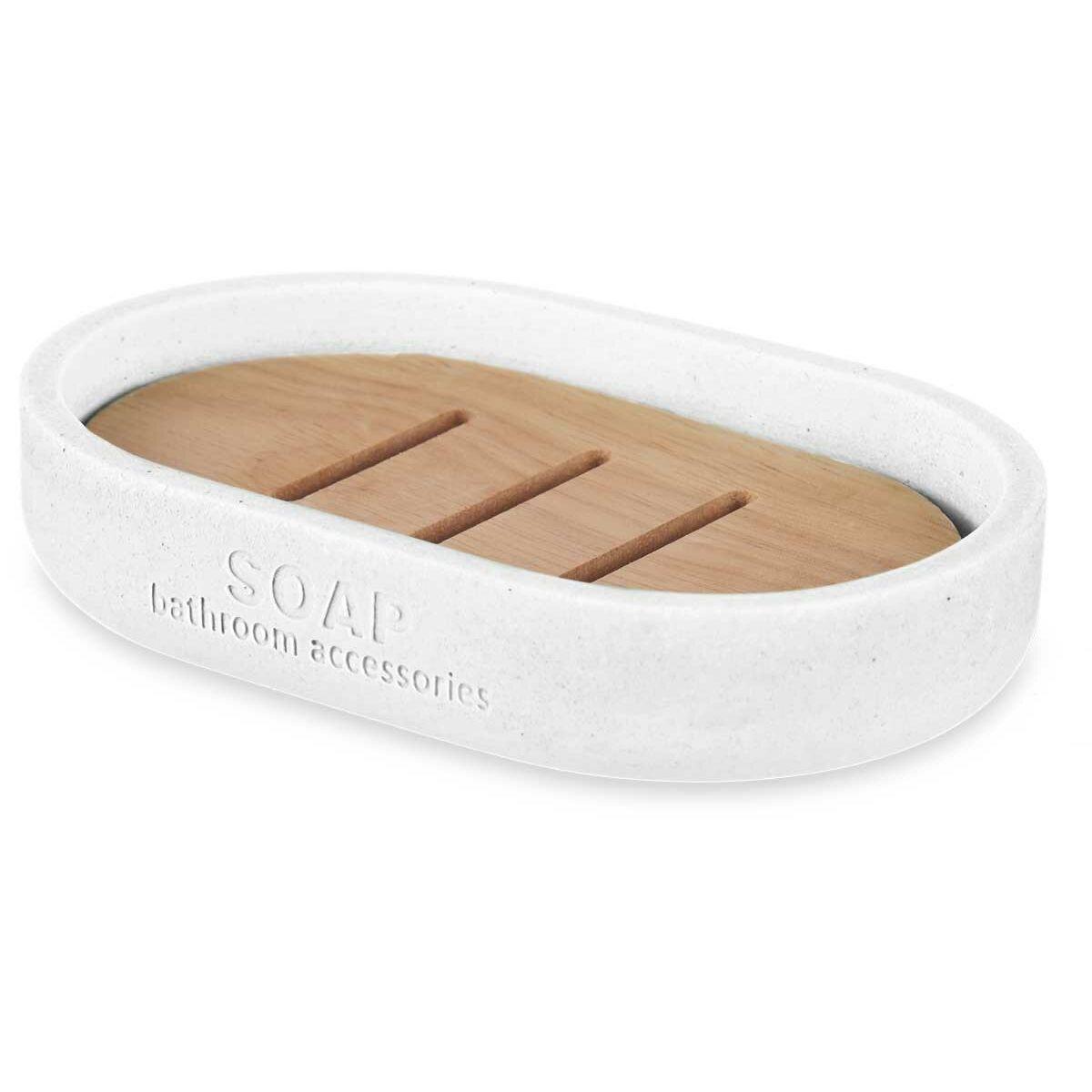 Jabonera Blanco Resina Bambú 12,5 x 2,5 x 8,5 cm (6 Unidades)
