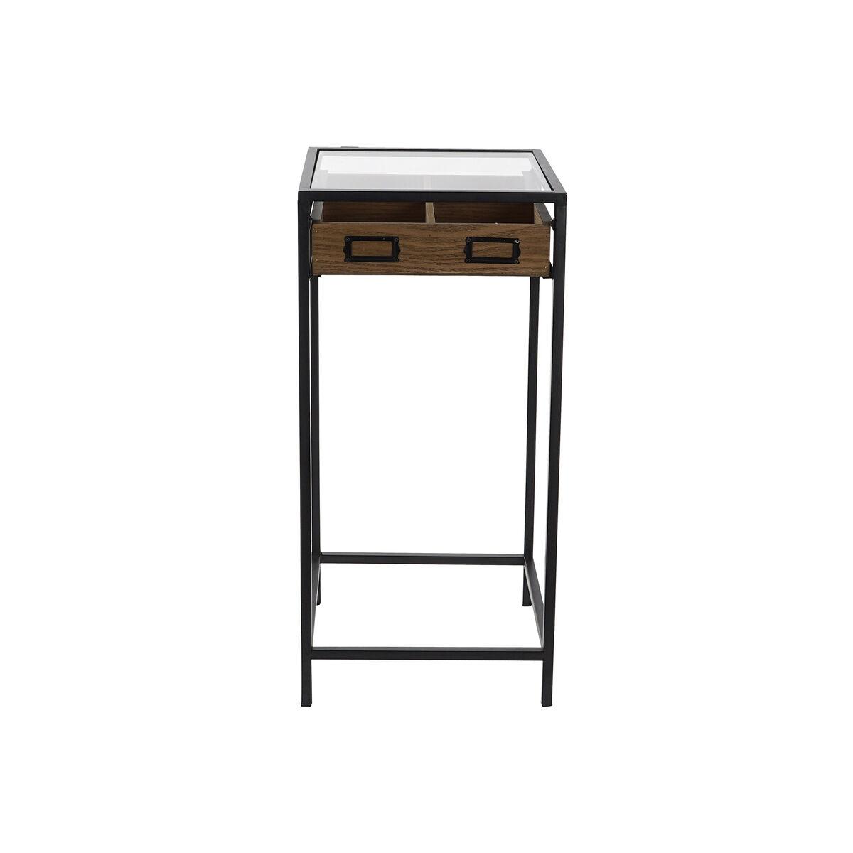Mesa auxiliar DKD Home Decor Marrón Negro Metal Cristal Madera MDF 30 x 30 x 65 cm