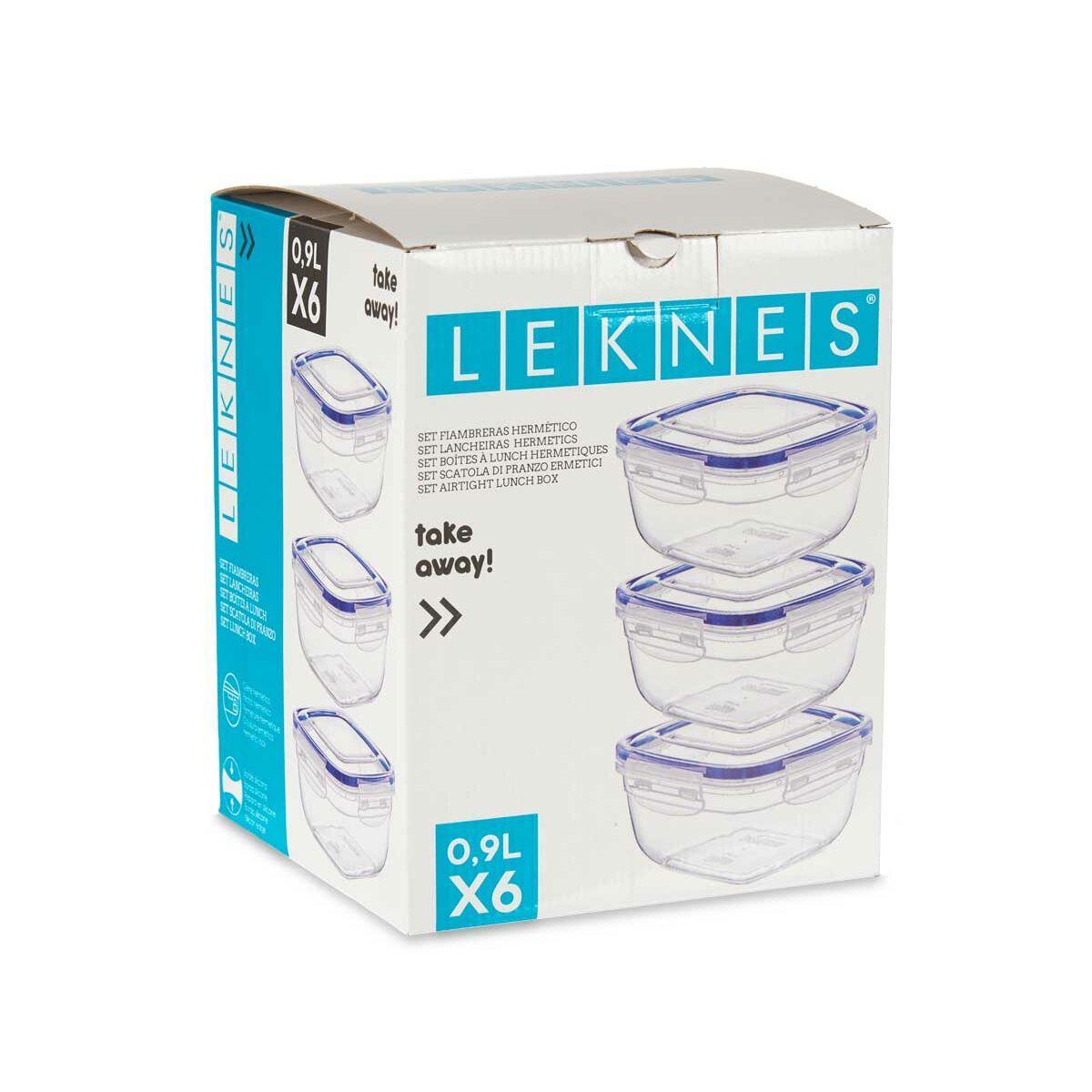 Set de Fiambreras Leknes 30103 Azul Transparente Plástico 900 ml 14,5 x 8,5 x 14,5 cm Hermético (8 Unidades)