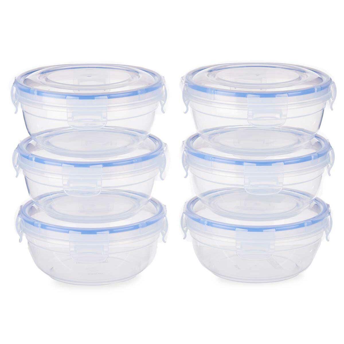 Set de Fiambreras Hermético Azul Transparente Plástico 800 ml 15,5 x 7,5 x 15,5 cm (8 Unidades)