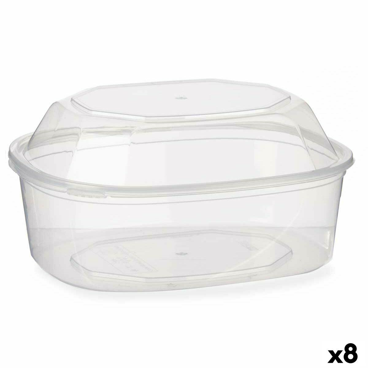Fiambrera Rectangular con Tapa Leknes BS1500ROIOV Transparente Polipropileno 1,5 L 18 x 10,5 x 21,5 cm (8 Unidades)