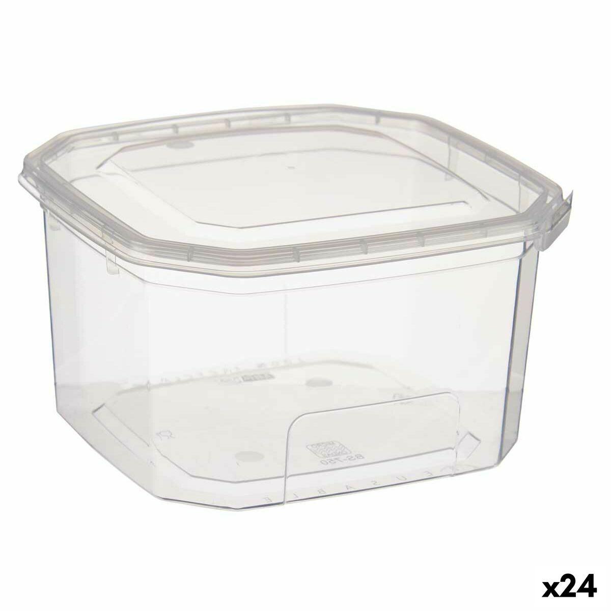 Fiambrera Rectangular con Tapa Leknes BS750ROI Transparente Polipropileno 750 ml 12,8 x 7,5 x 13,5 cm (24 Unidades)