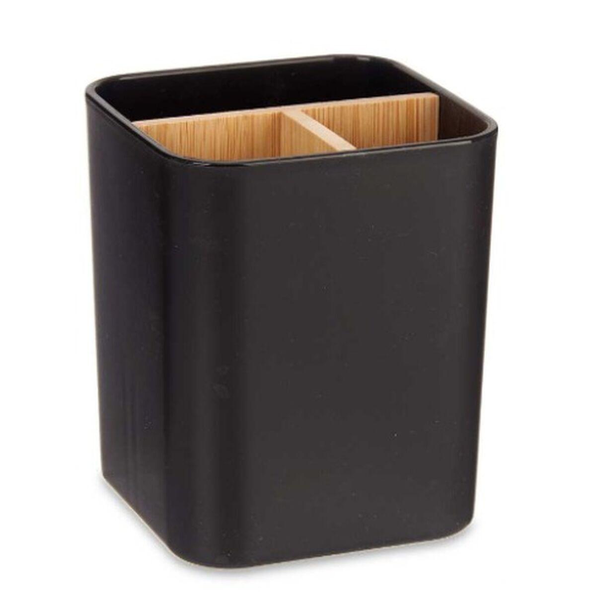 Portacepillos de Dientes Berilo B9041-BLACK Negro Bambú Polipropileno 9 x 11 x 9 cm (6 Unidades)