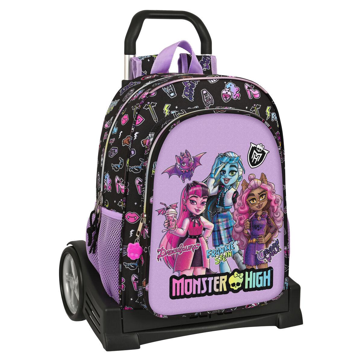 Mochila Escolar con Ruedas Monster High Creep Negro 33 x 42 x 14 cm