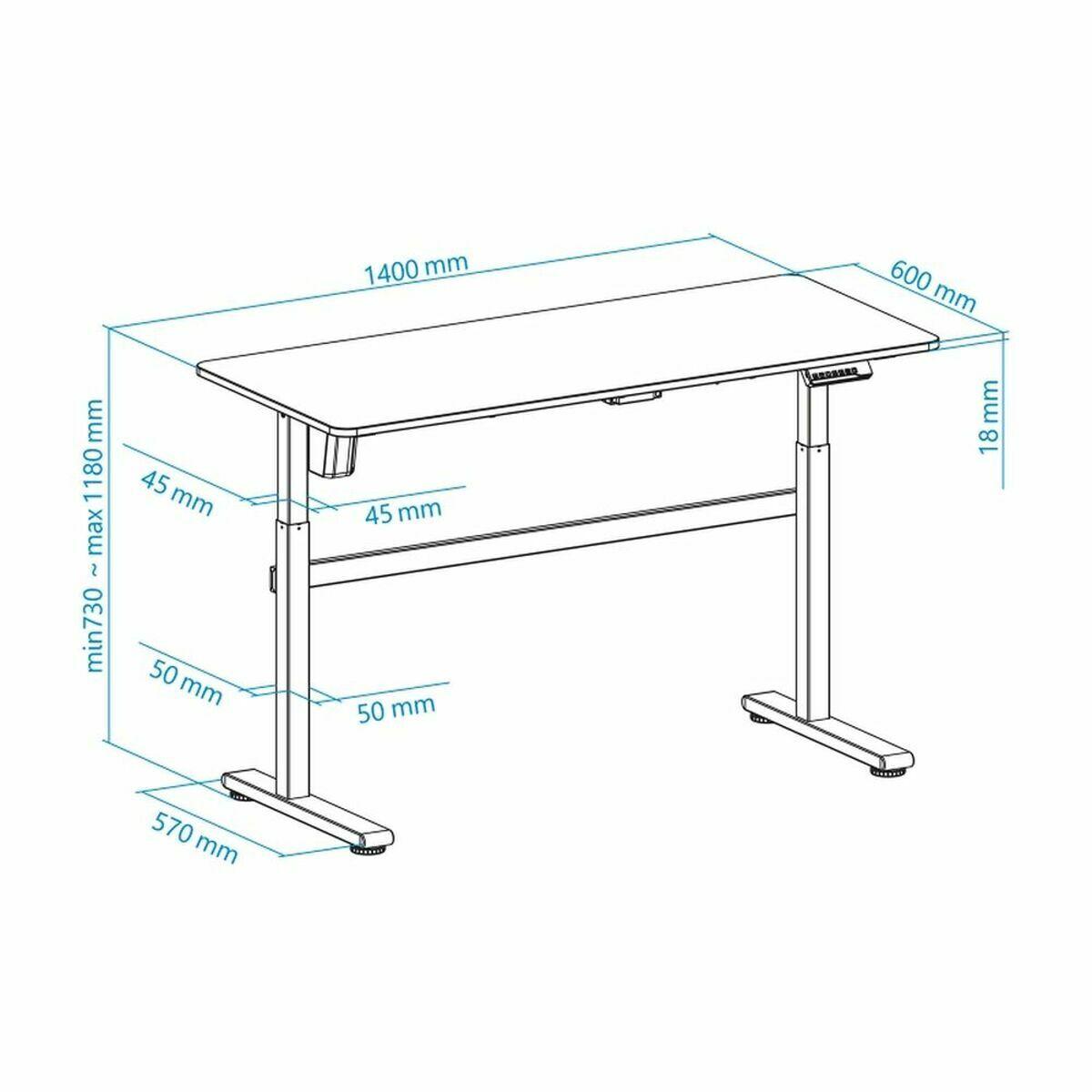 Mesa de Escritorio TooQ TQESSD01-BK Negro Acero (140 x 60 cm)