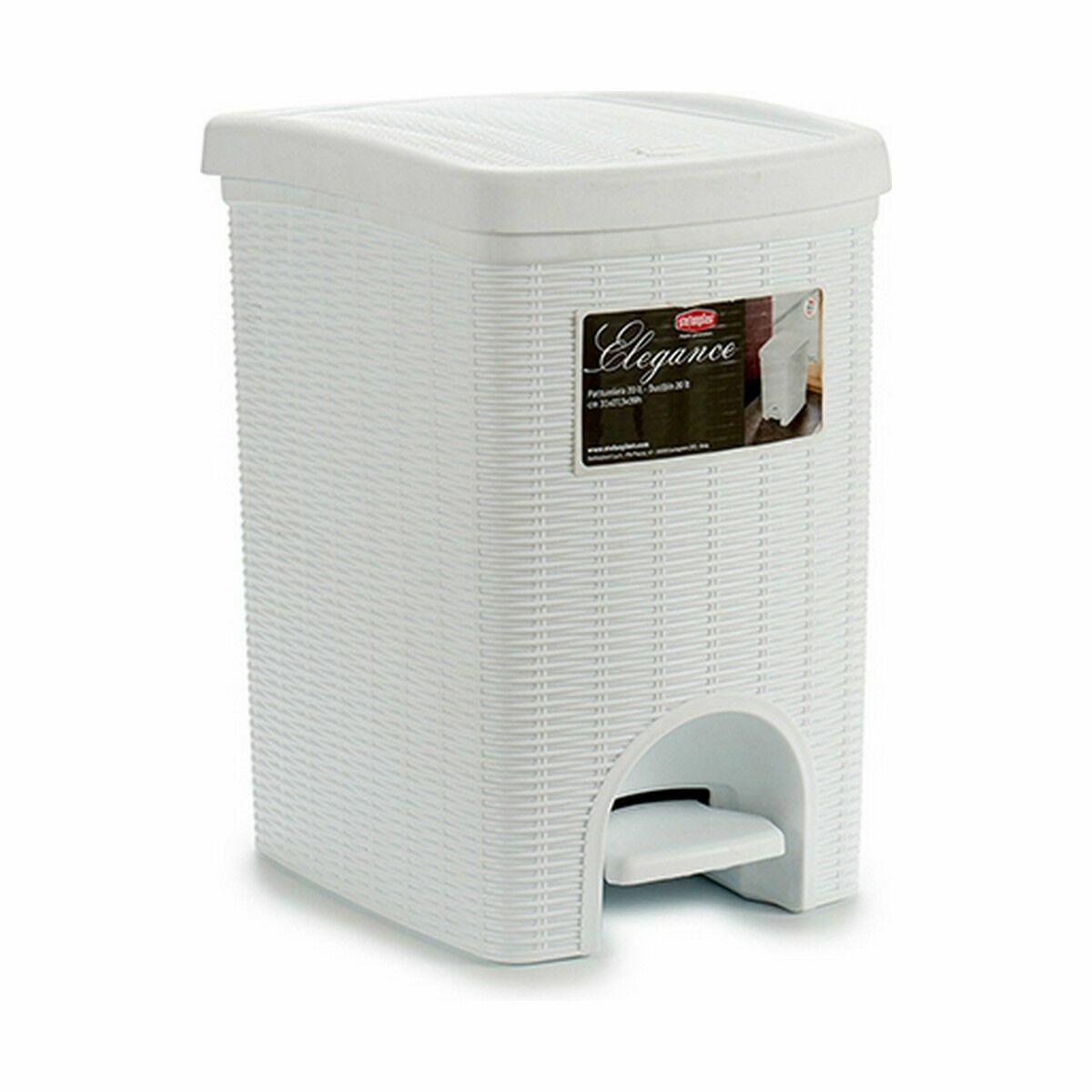 Papelera con Pedal Stefanplast Elegance Blanco Plástico 20 L (6 Unidades)