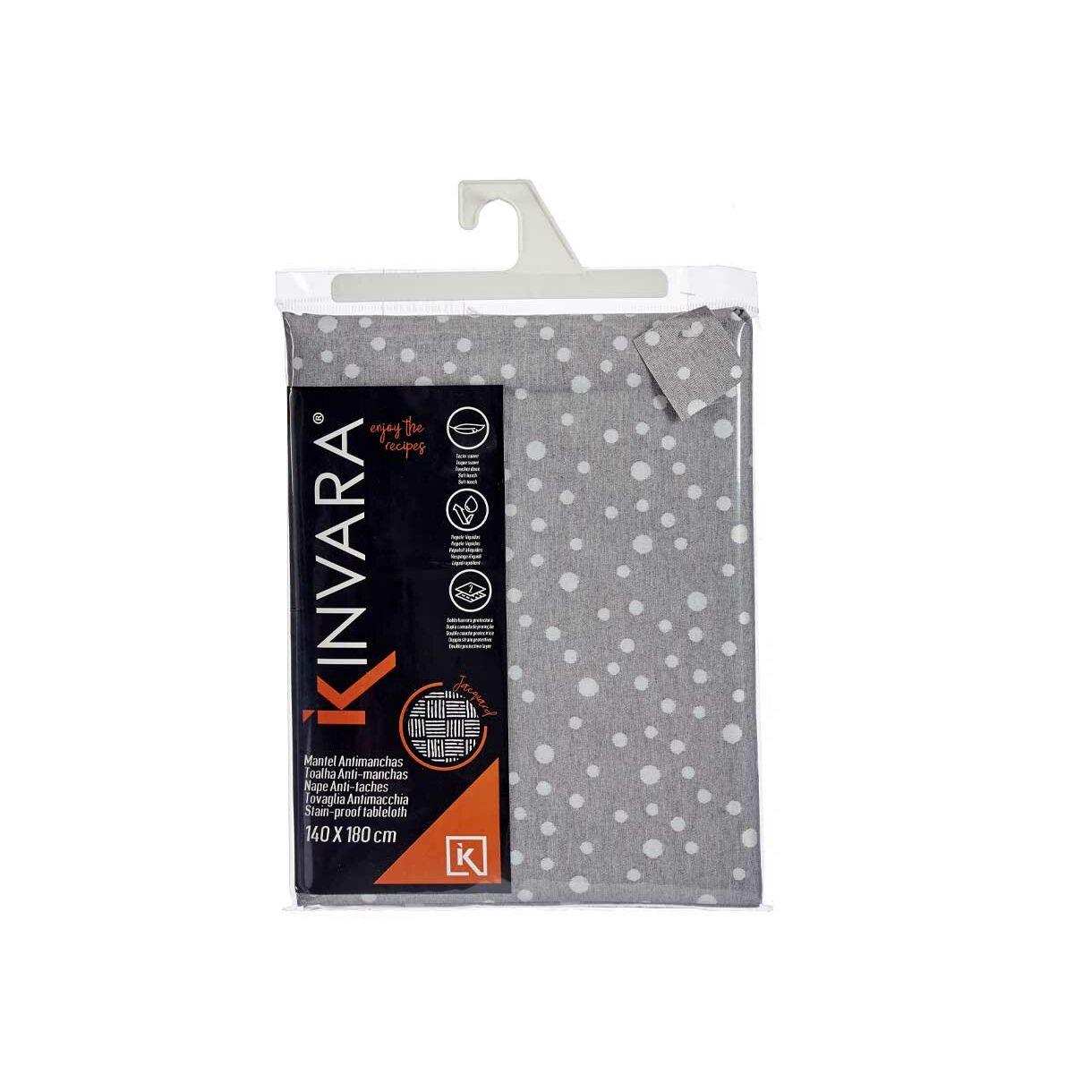 Mantel Kinvara BABEL GRIS 42 Gris Jacquard 140 x 180 cm Antimanchas Lunares (8 Unidades)