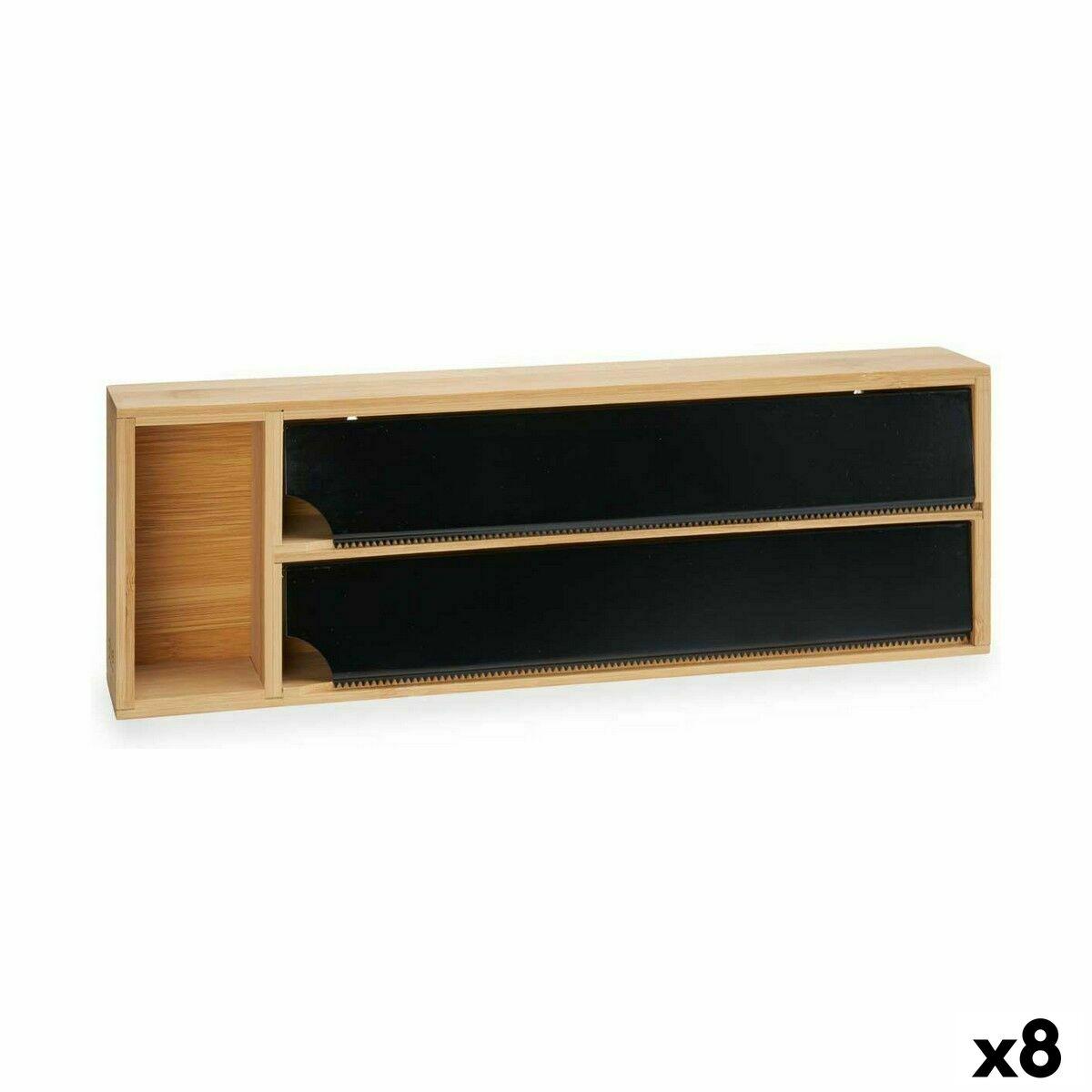 Dispensador de papel Kinvara JWKW-5153 (2) Negro Natural Bambú Acero Inoxidable 40 x 7 x 13 cm Doble (8 Unidades)