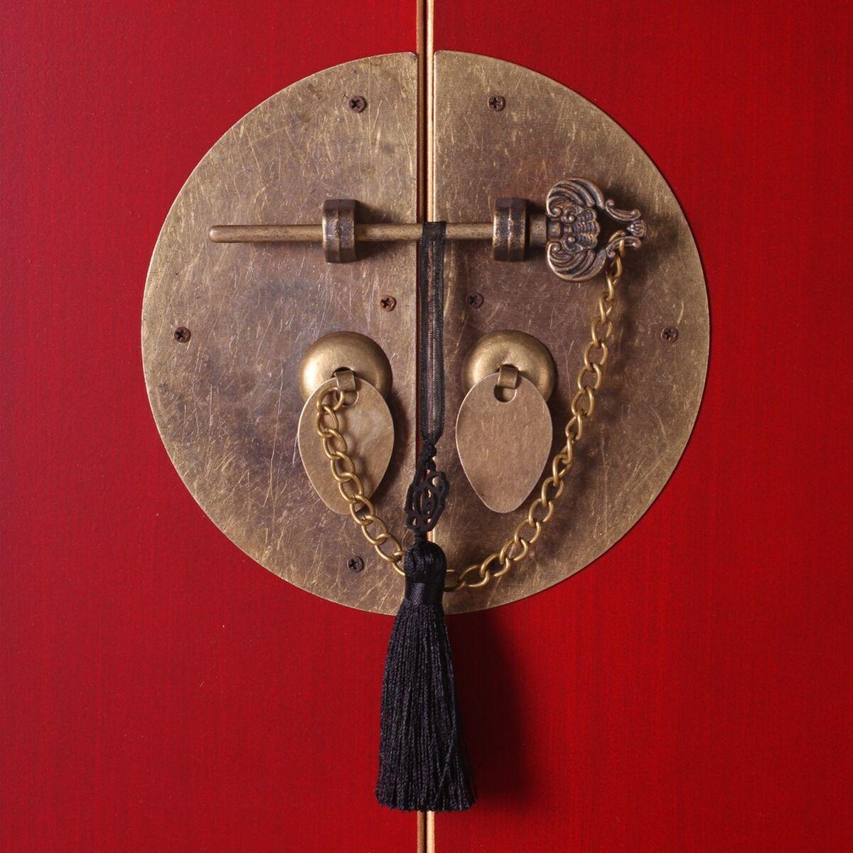 Consola ORIENTE Hierro Madera MDF Rojo Dorado 63 x 26 x 80 cm
