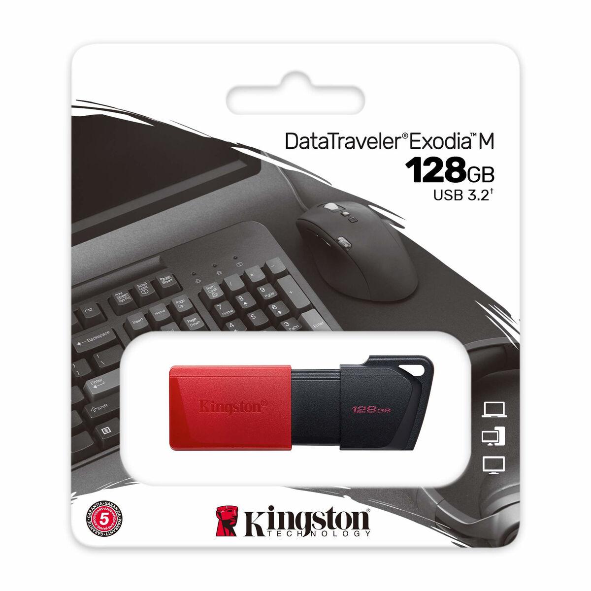 Memoria USB Kingston Exodia M Llavero Rojo Negro 128 GB