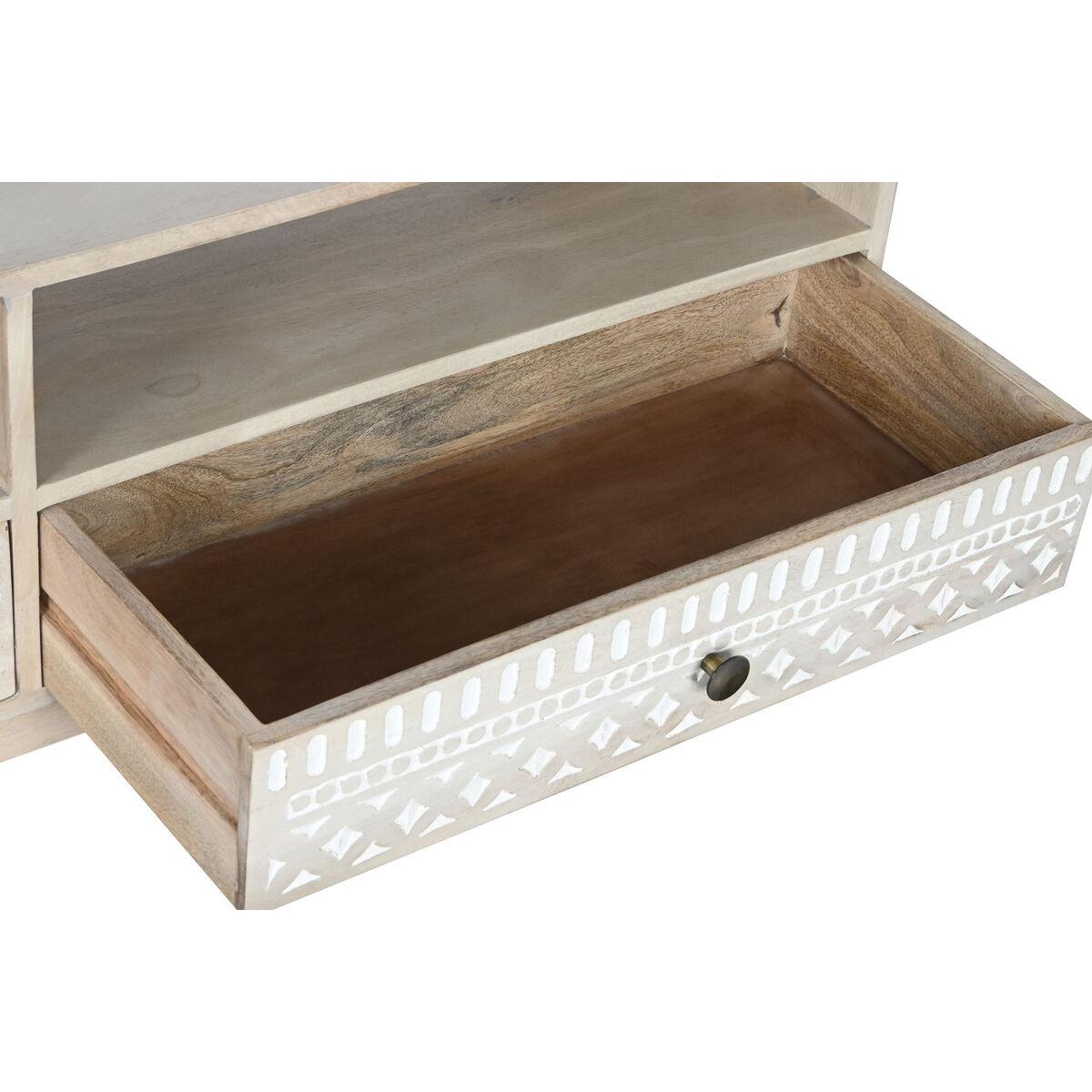 Mueble de TV DKD Home Decor Blanco Natural Madera de mango 130 x 40 x 45 cm