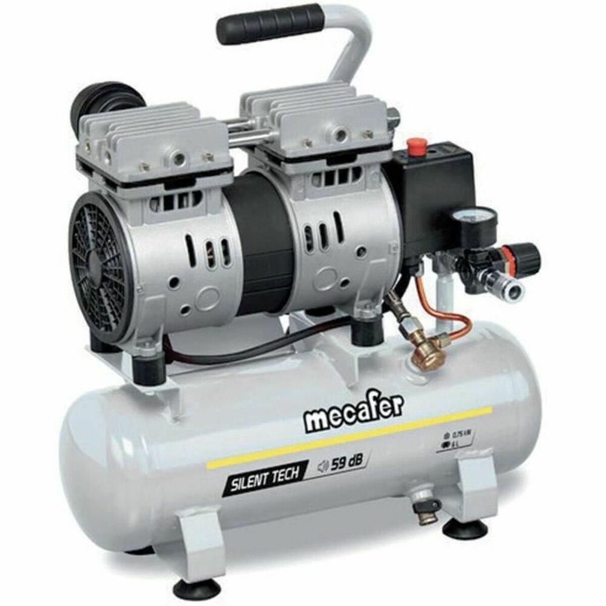 Compresor de Aire MECAFER 425523 Horizontal Silencioso 8 bar 24 L