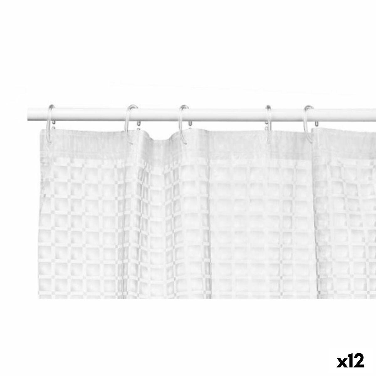 Cortina de Ducha Berilo SC-EVA Transparente Polietileno EVA 180 x 180 cm Cuadros (12 Unidades)