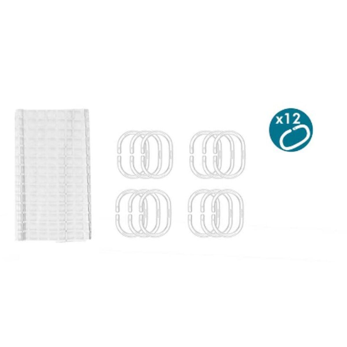 Cortina de Ducha Berilo SC-EVA Transparente Polietileno EVA 180 x 180 cm Cuadros (12 Unidades)
