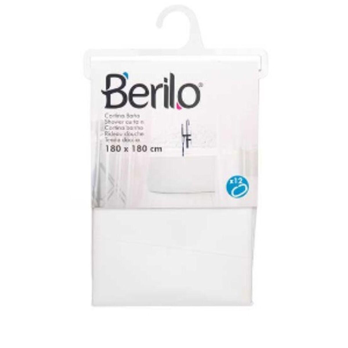 Cortina de Ducha Berilo 89375 Blanco Polietileno EVA 180 x 180 cm (12 Unidades)