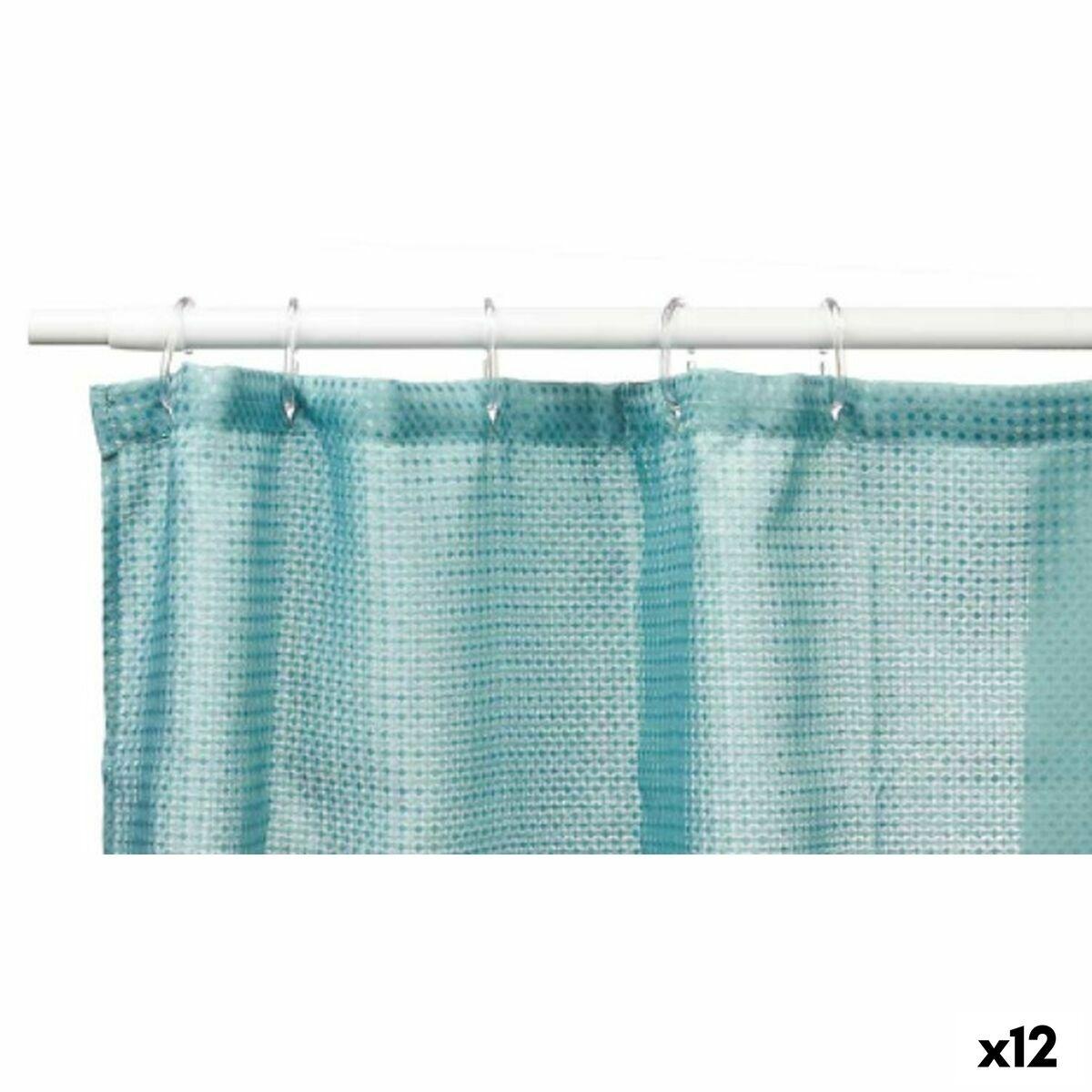Cortina de Ducha Berilo SC-POLY-UD1-GREEN Verde Turquesa Poliéster 180 x 180 cm Puntos (12 Unidades)