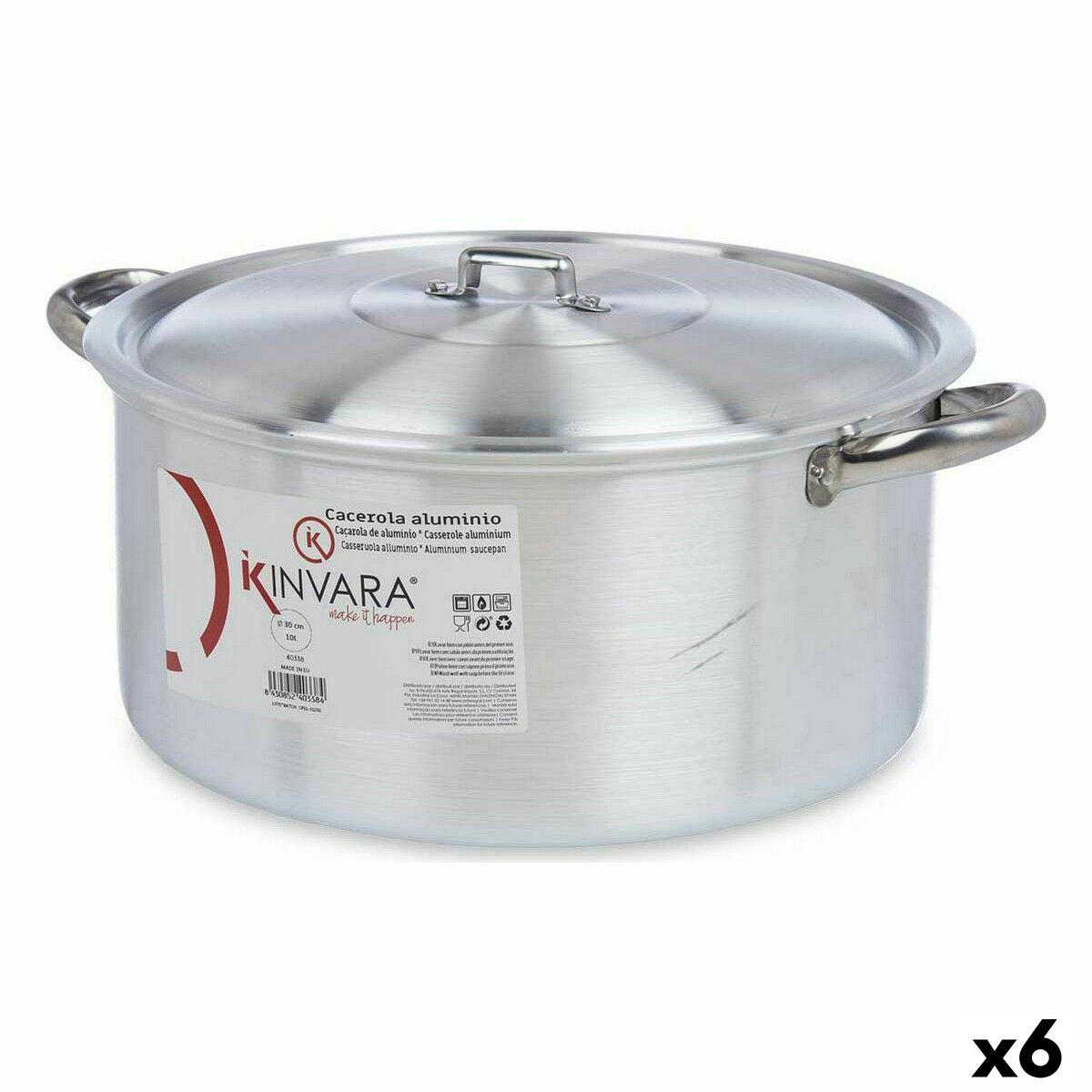 Cacerola Con Tapa Kinvara 100010 Plateado 10 L (6 Unidades)