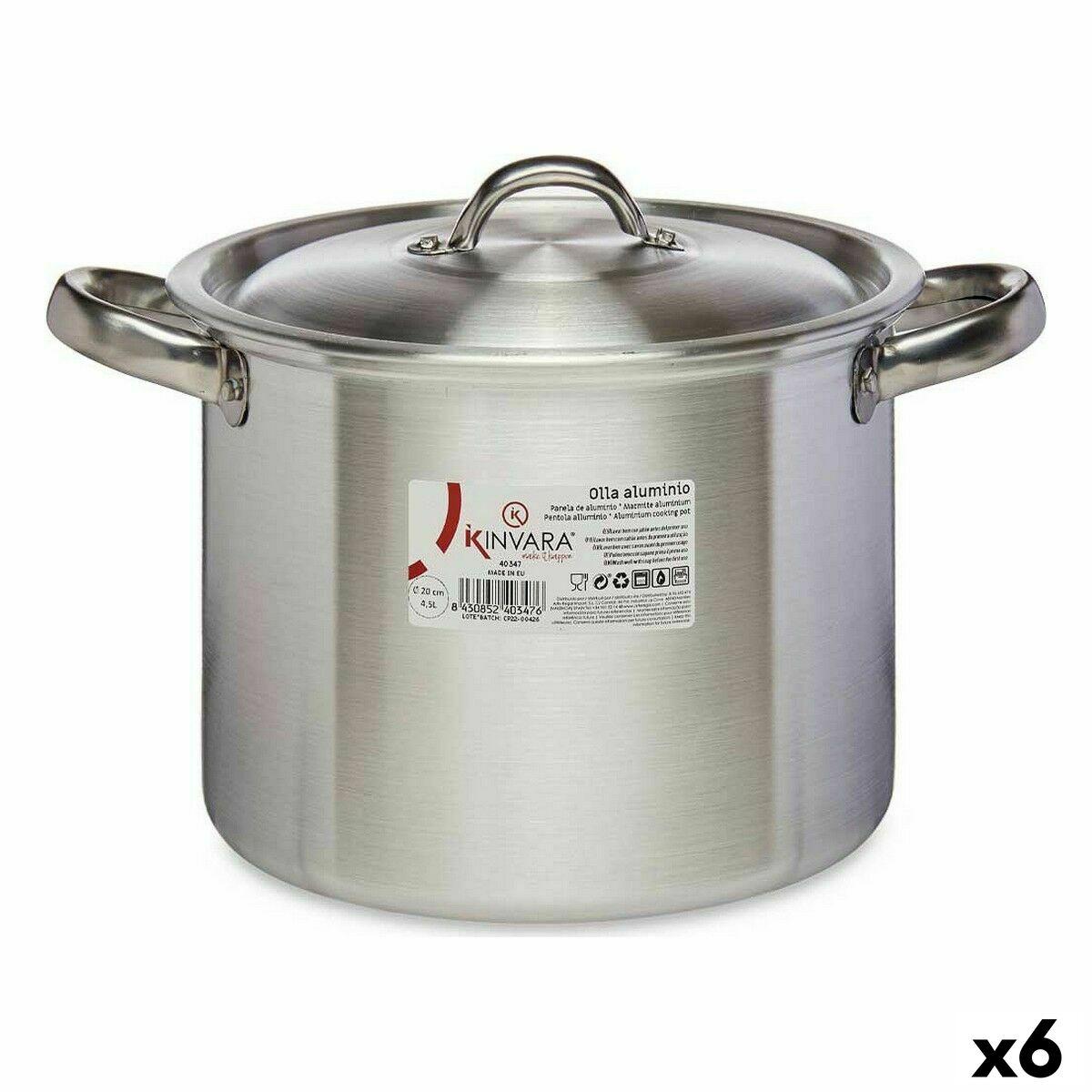 Olla con Tapa Kinvara 100033 Plateado Aluminio Ø 20 cm (6 Unidades)