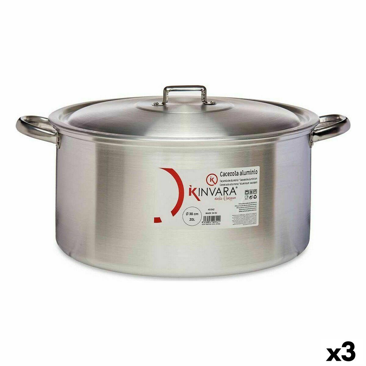 Cacerola Con Tapa Kinvara 100014 Plateado 20 L (3 Unidades)