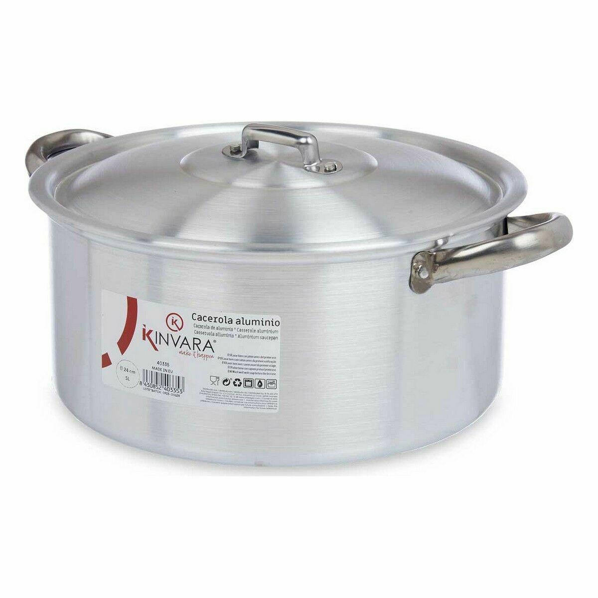 Cacerola Con Tapa Kinvara 100007 Plateado 5 L (10 Unidades)