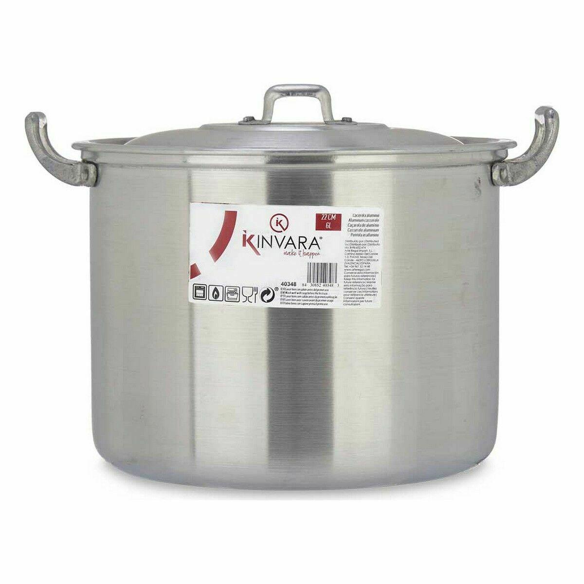 Olla con Tapa Kinvara 100034 Plateado Aluminio 31 x 20 x 24 cm (6 Unidades)