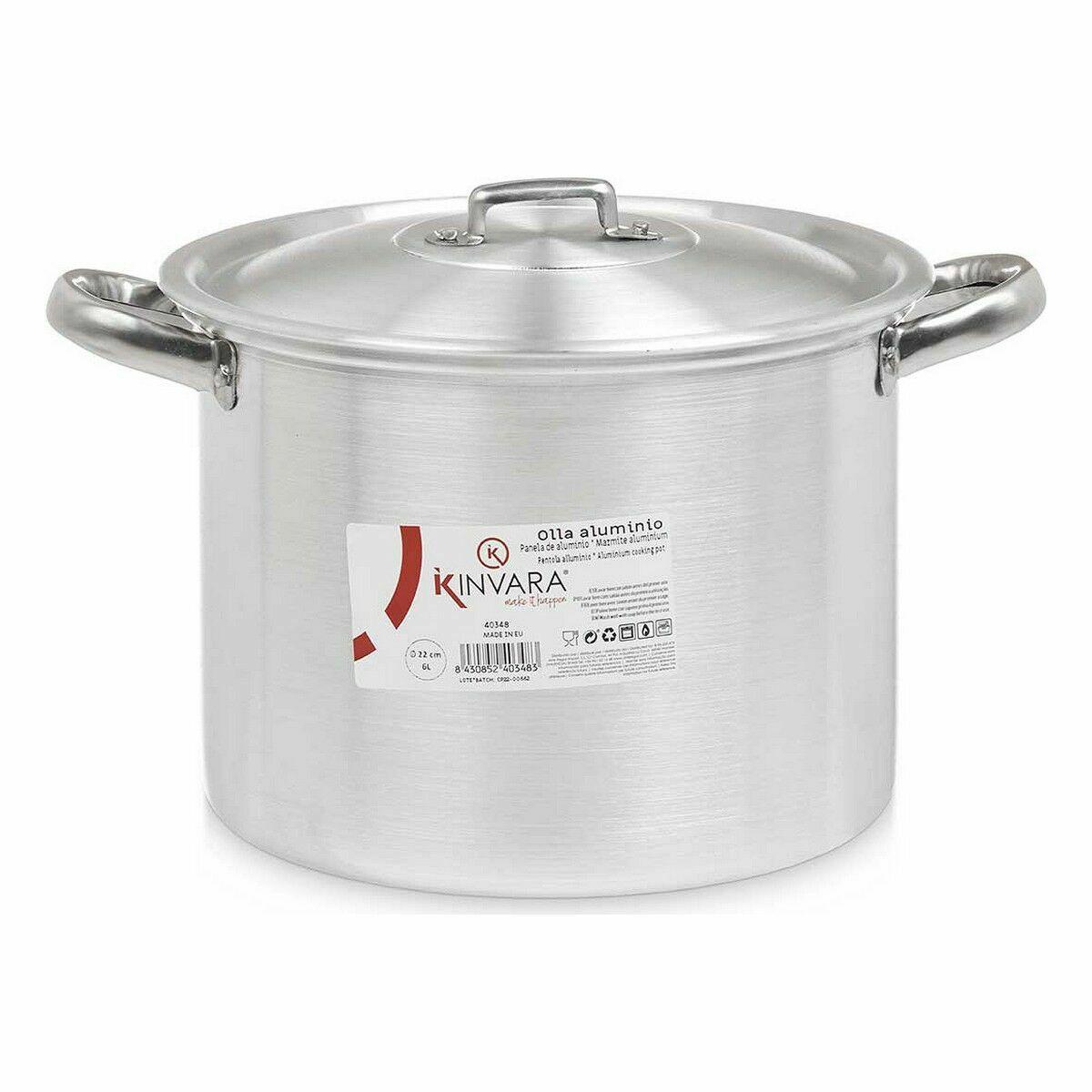 Olla con Tapa Kinvara 100034 Plateado Aluminio 31 x 20 x 24 cm (6 Unidades)
