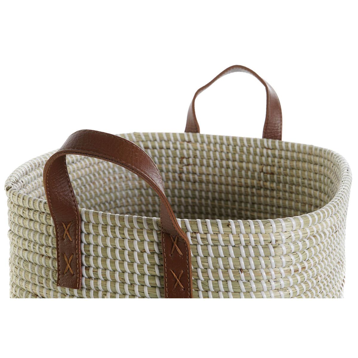 Juego de Cestas DKD Home Decor Natural Marrón claro Poliuretano Hierba marina 38 x 38 x 35 cm