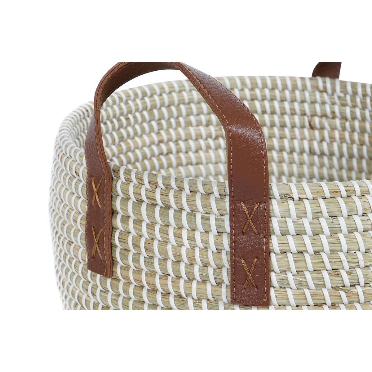 Juego de Cestas DKD Home Decor Natural Marrón claro Poliuretano Hierba marina 42 x 42 x 45 cm