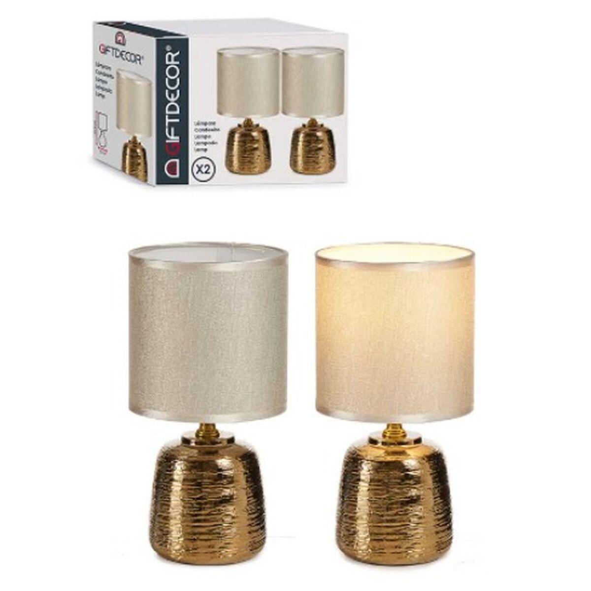 Lámpara de mesa Set Dorado Cerámica 13 x 13 x 26 cm (6 Unidades)