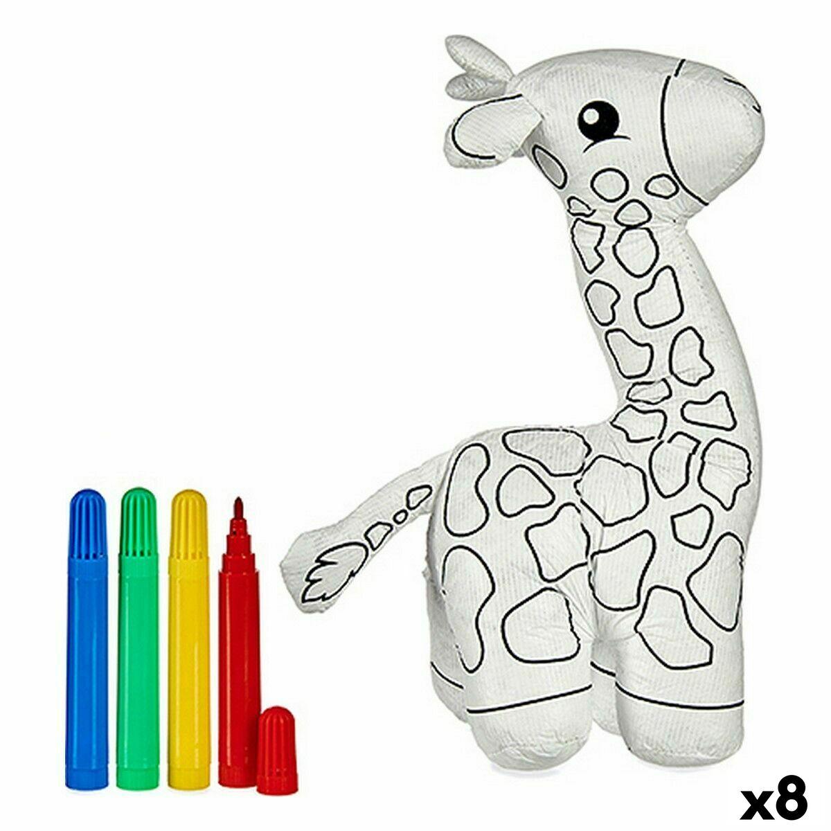 Peluche para Colorear Pincello ST448 Blanco Negro 9 x 23 x 15 cm Jirafa (8 Unidades)