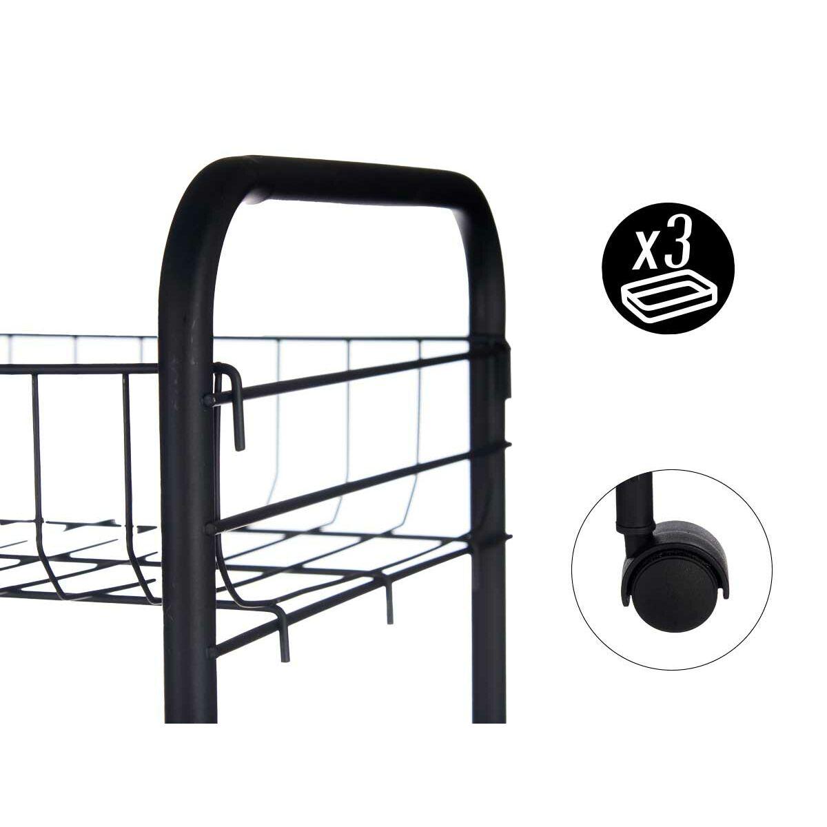 Carrito Verdulero Kinvara 86933 Negro Metal Polipropileno Plástico 40,5 x 27 x 82,5 cm (4 Unidades)