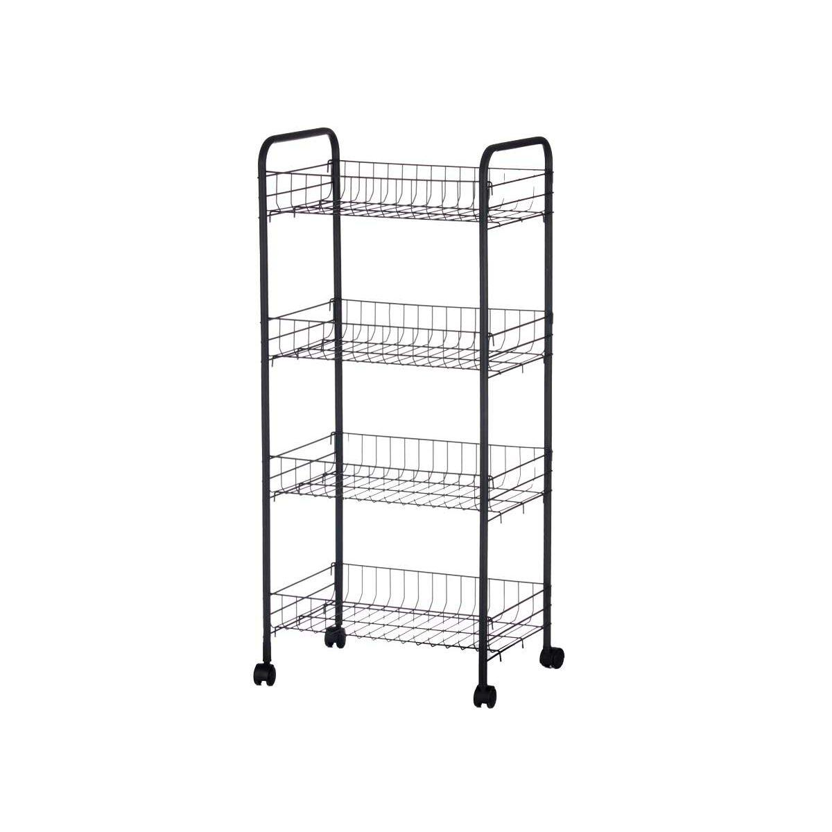 Carrito Verdulero Kinvara 86933 Negro Metal Polipropileno Plástico 40,5 x 27 x 82,5 cm (4 Unidades)