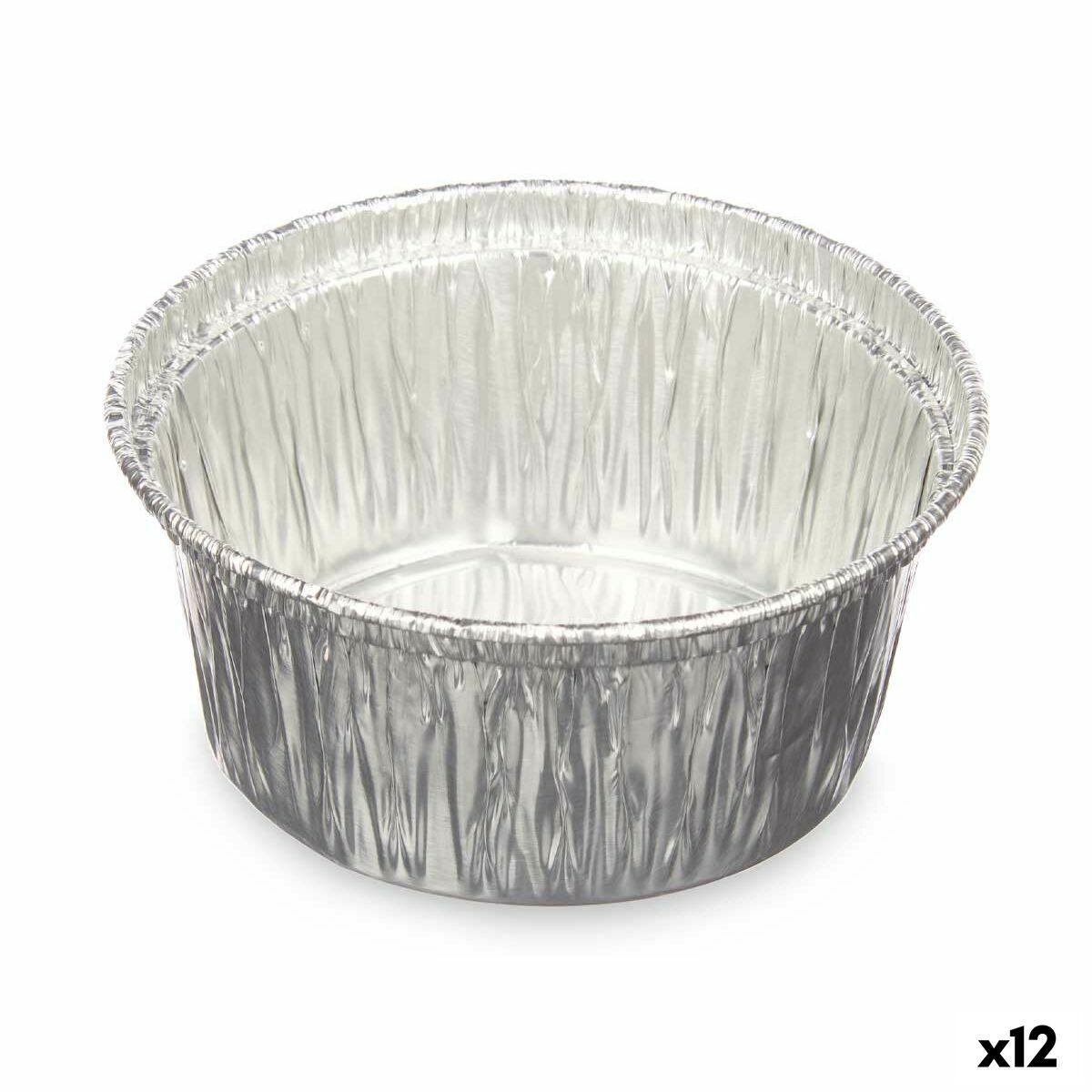 Molde para Flan Kinvara 30228 Plateado Aluminio 8,5 x 8 x 8,5 cm Desechable Redondo (12 Unidades)
