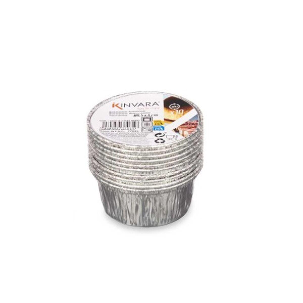 Molde para Flan Kinvara 30228 Plateado Aluminio 8,5 x 8 x 8,5 cm Desechable Redondo (12 Unidades)