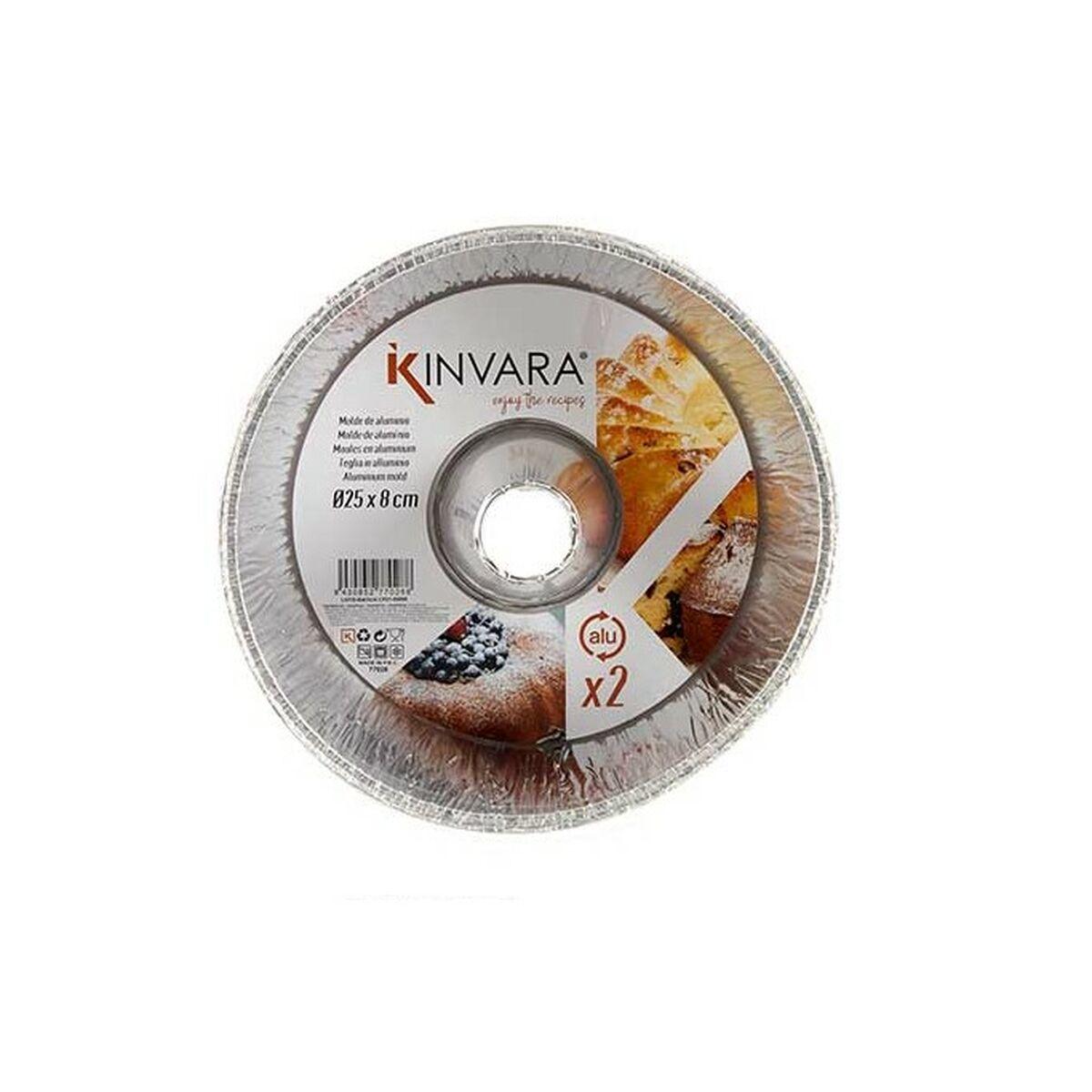Set de Fuentes de Cocina Kinvara 30287C Aluminio 25 x 7,7 x 25 cm Desechable Flan (12 Unidades)