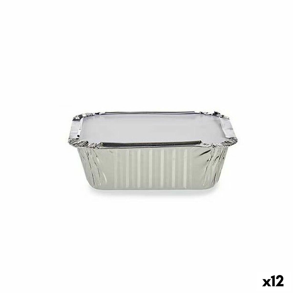 Set de bandejas para Alimentos Kinvara 16144 Aluminio 14,5 x 7,5 x 12,5 cm Desechable Con Tapa (12 Unidades)