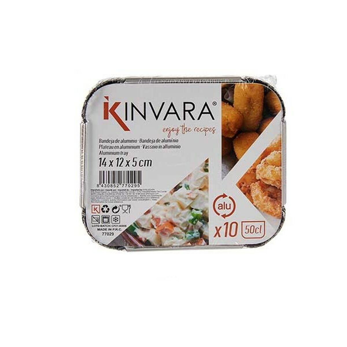 Set de bandejas para Alimentos Kinvara 16144 Aluminio 14,5 x 7,5 x 12,5 cm Desechable Con Tapa (12 Unidades)