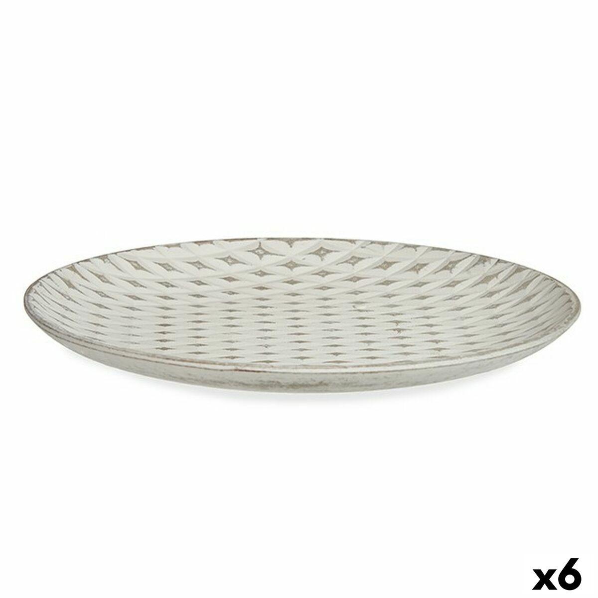 Plato Decorativo Ø 29 cm Rombos Blanco Madera MDF (6 Unidades)