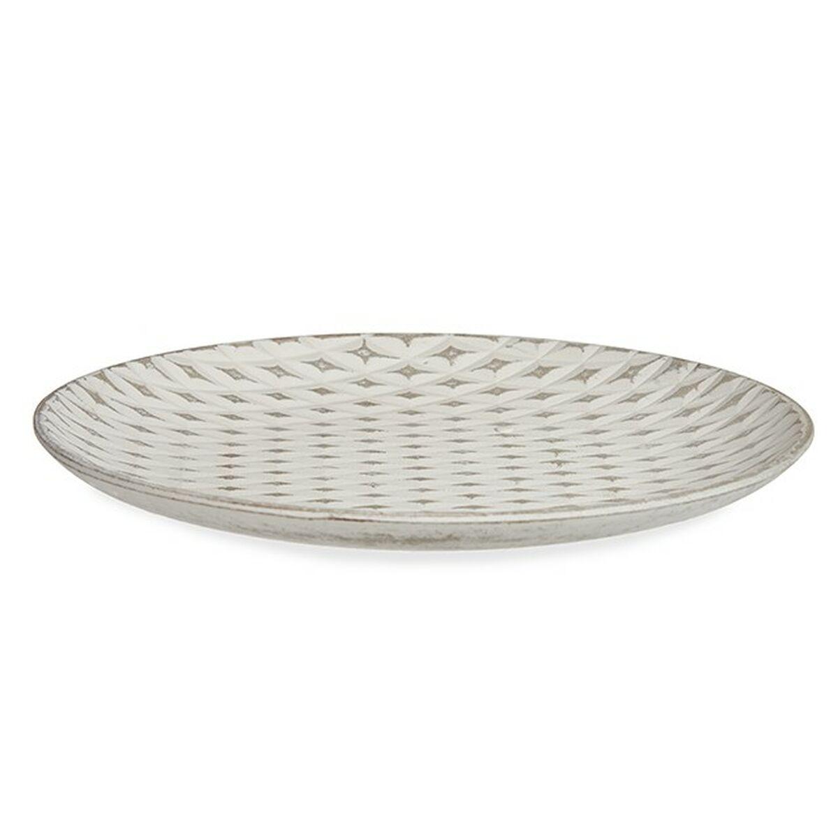 Plato Decorativo Ø 29 cm Rombos Blanco Madera MDF (6 Unidades)