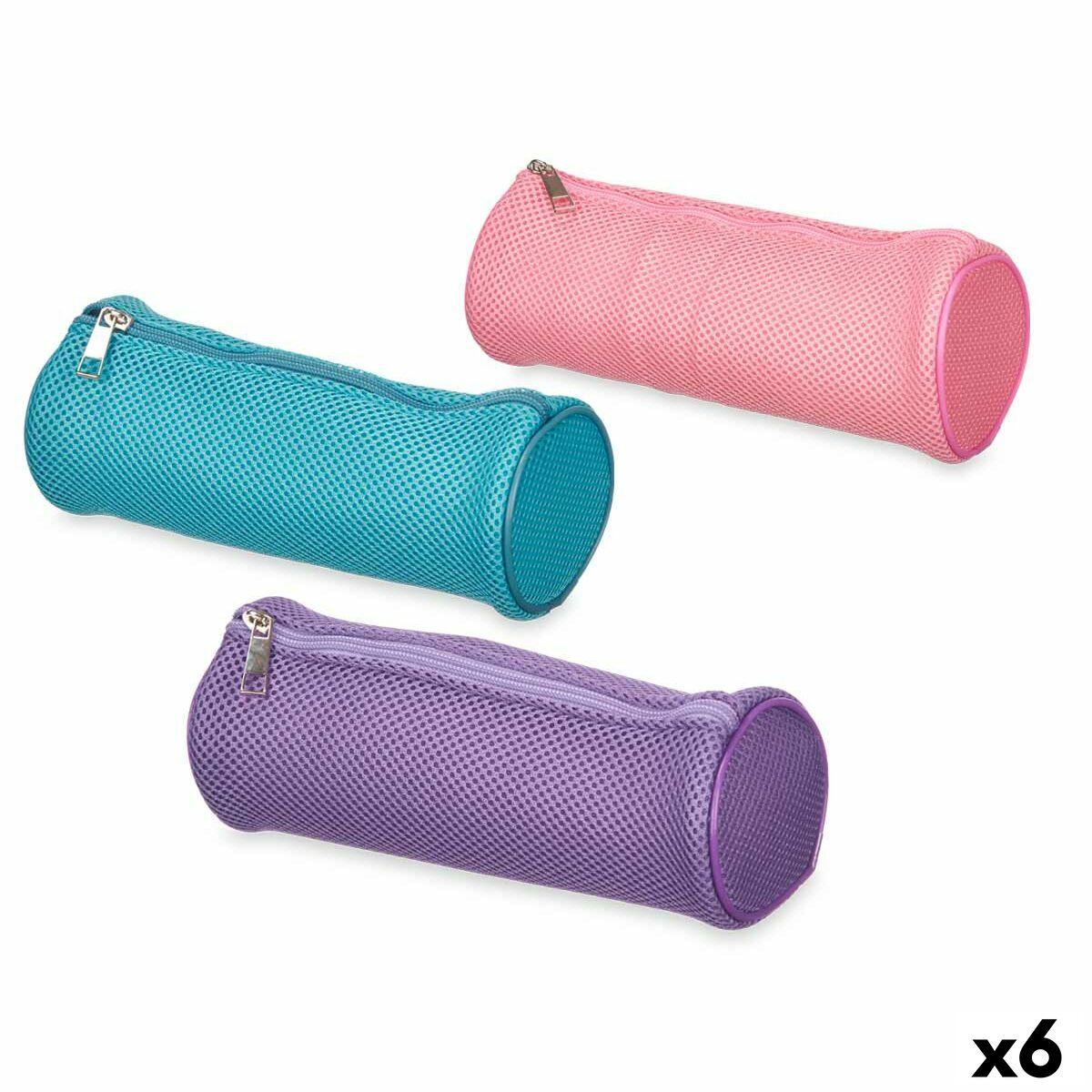 Estuche Escolar Cilíndrico Pincello 441 Azul Morado Rosa 22 x 8 x 8 cm Acolchado (6 Unidades)