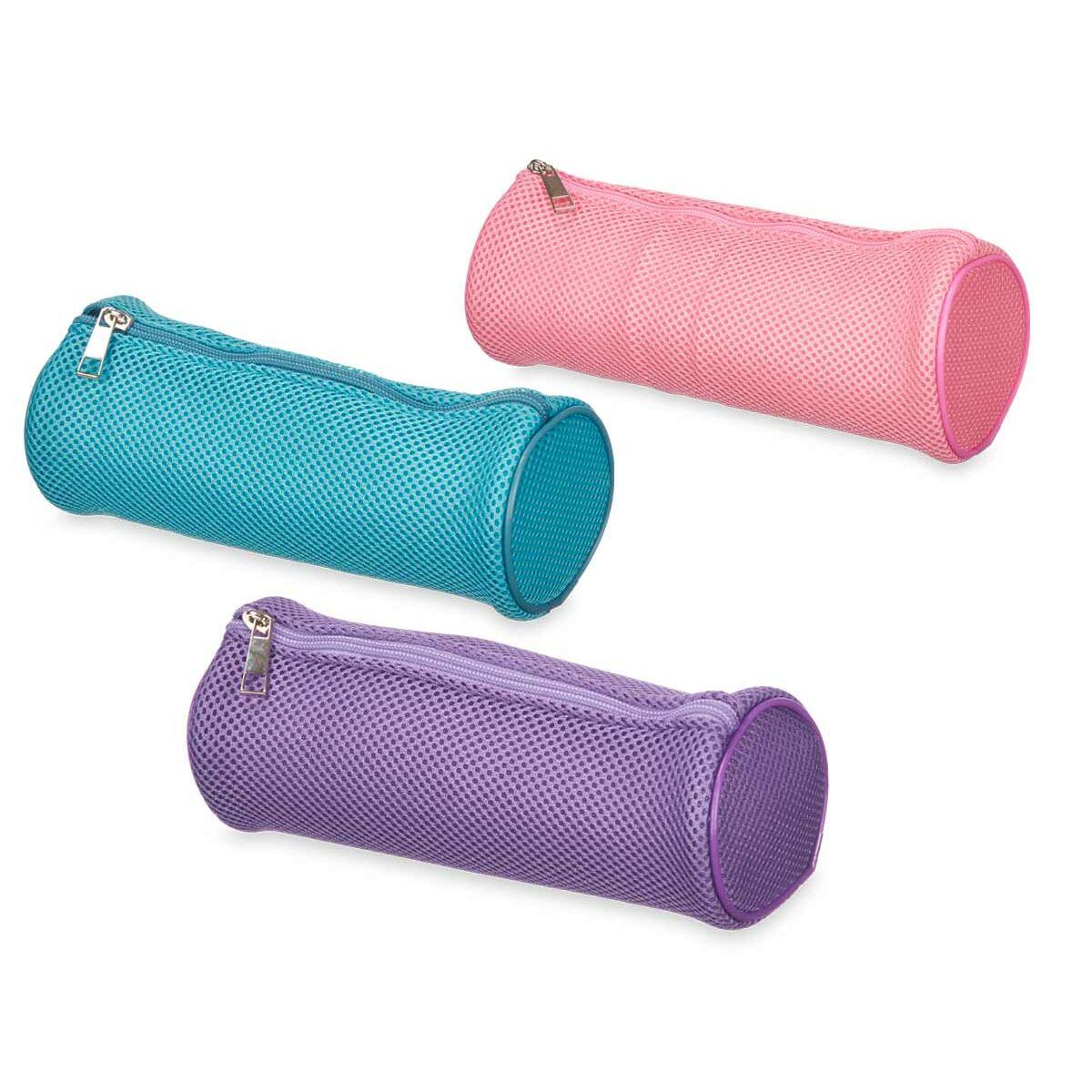 Estuche Escolar Cilíndrico Pincello 441 Azul Morado Rosa 22 x 8 x 8 cm Acolchado (6 Unidades)