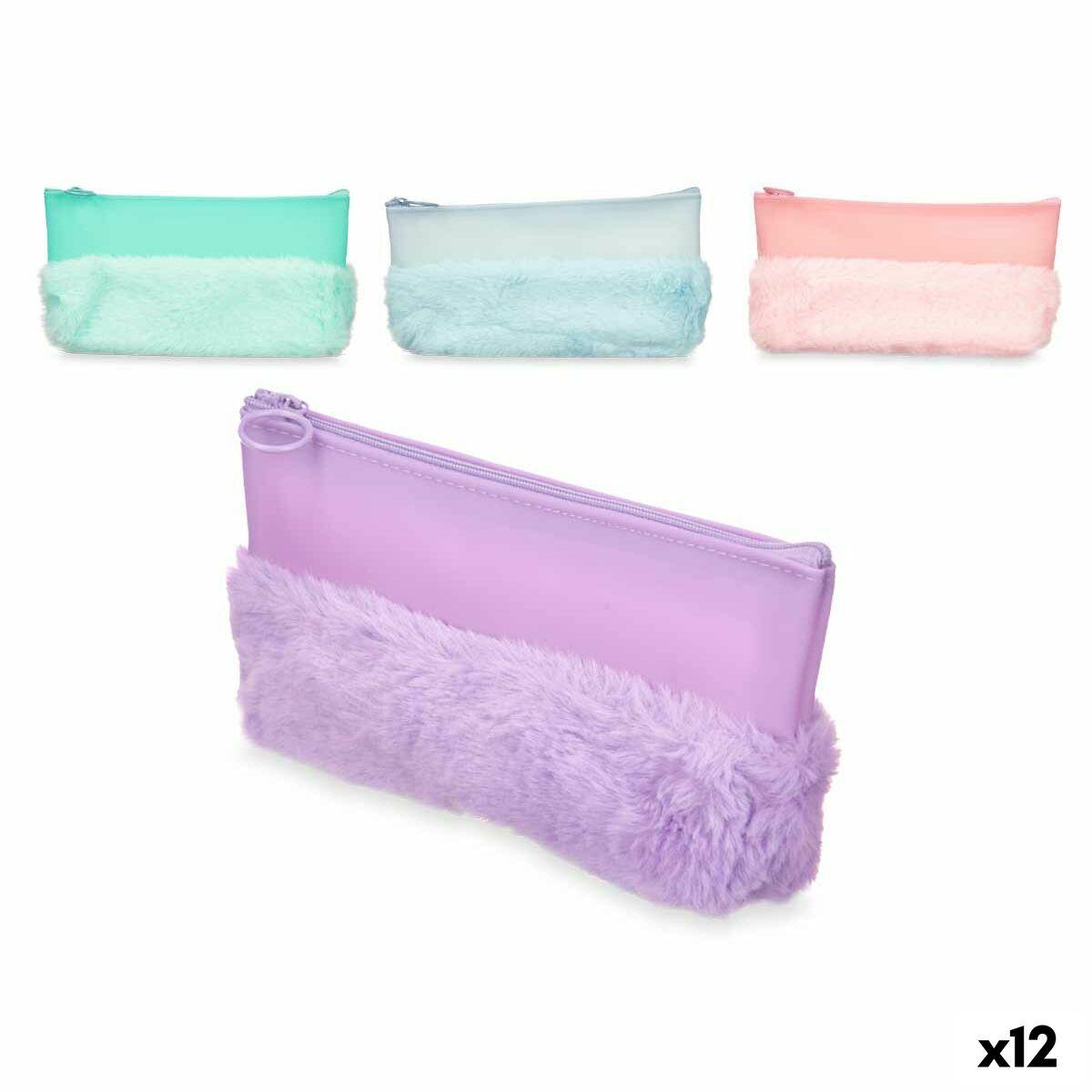 Estuche Escolar Pincello 443 Azul Verde Morado Rosa 21 x 9 x 3 cm Pompón (12 Unidades)