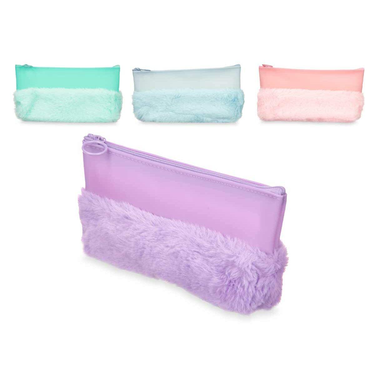 Estuche Escolar Pincello 443 Azul Verde Morado Rosa 21 x 9 x 3 cm Pompón (12 Unidades)