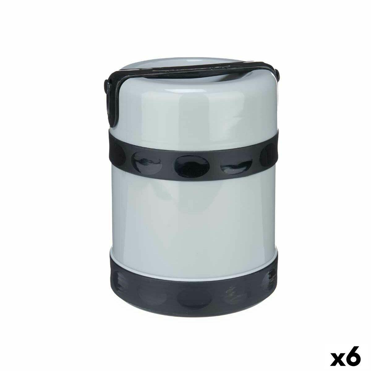 Fiambrera con Bidón Integrado Gris 1,2 L 14 x 19 x 14 cm (6 Unidades)
