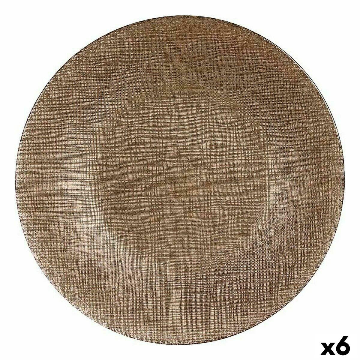Plato Llano Vivalto 323928P Dorado Vidrio 27 x 2 x 27 cm (6 Unidades)