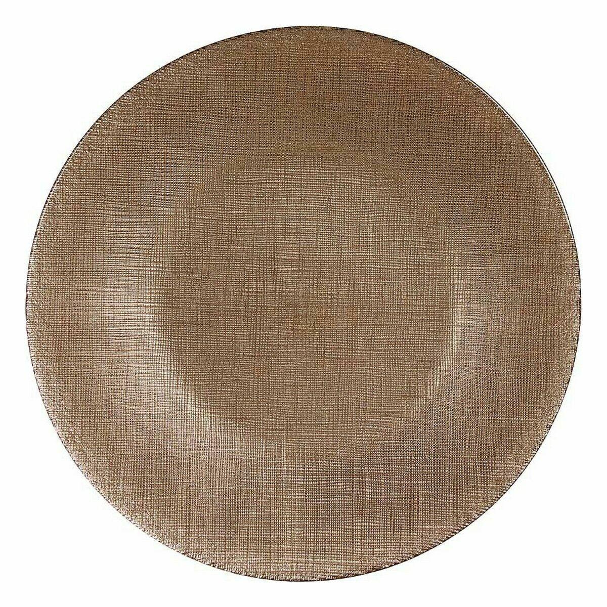 Plato Llano Vivalto 323928P Dorado Vidrio 27 x 2 x 27 cm (6 Unidades)