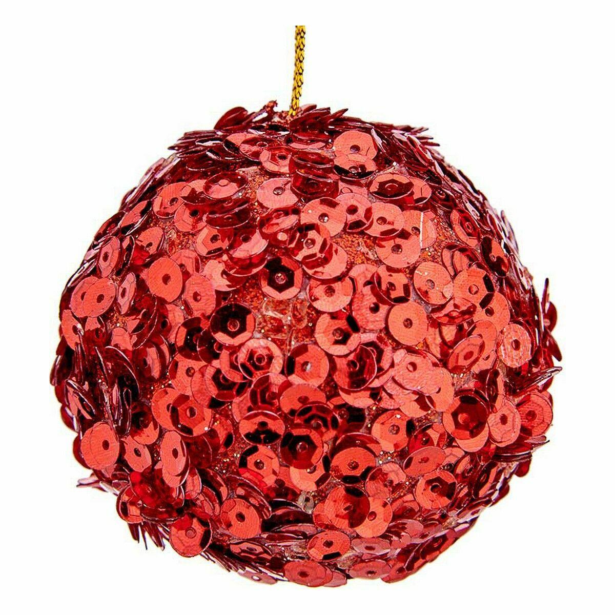 Set de Bolas de Navidad Lentejuelas Rojo Plástico 10 x 10 x 10 cm (8 Unidades)