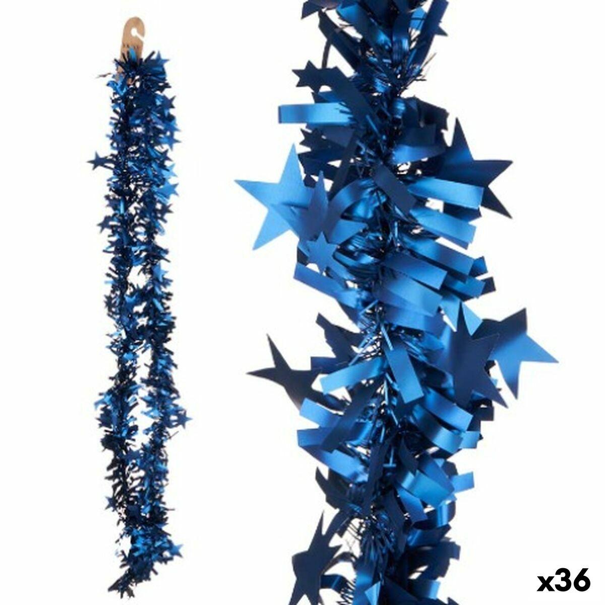Guirnalda de Navidad Espumillón Estrellas Azul 9 x 9 x 200 cm (36 Unidades)