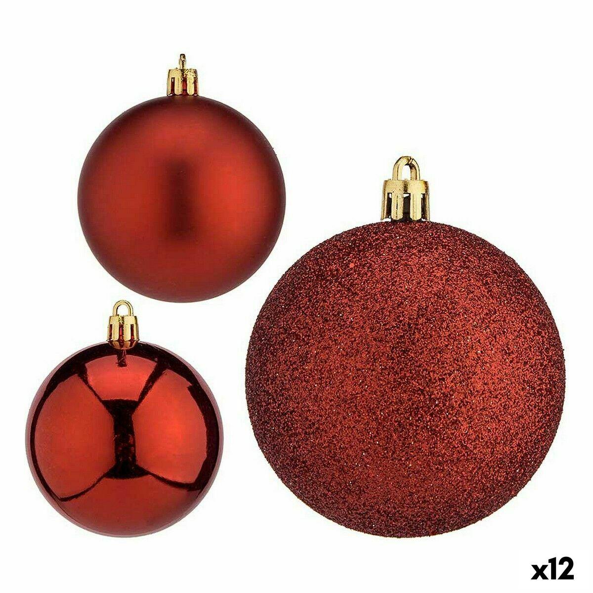 Set de Bolas de Navidad Rojo Plástico 7 x 8 x 7 cm (12 Unidades)
